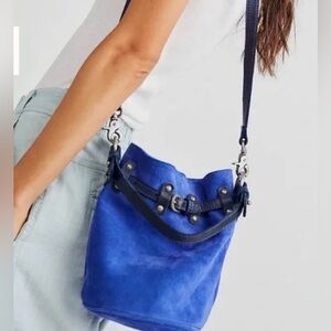 NWT Free People Soren cobalt suede bucket bag